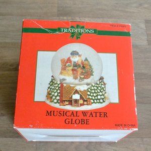 NIB New Traditions Vintage Musical Water Globe Christmas Snow Globe